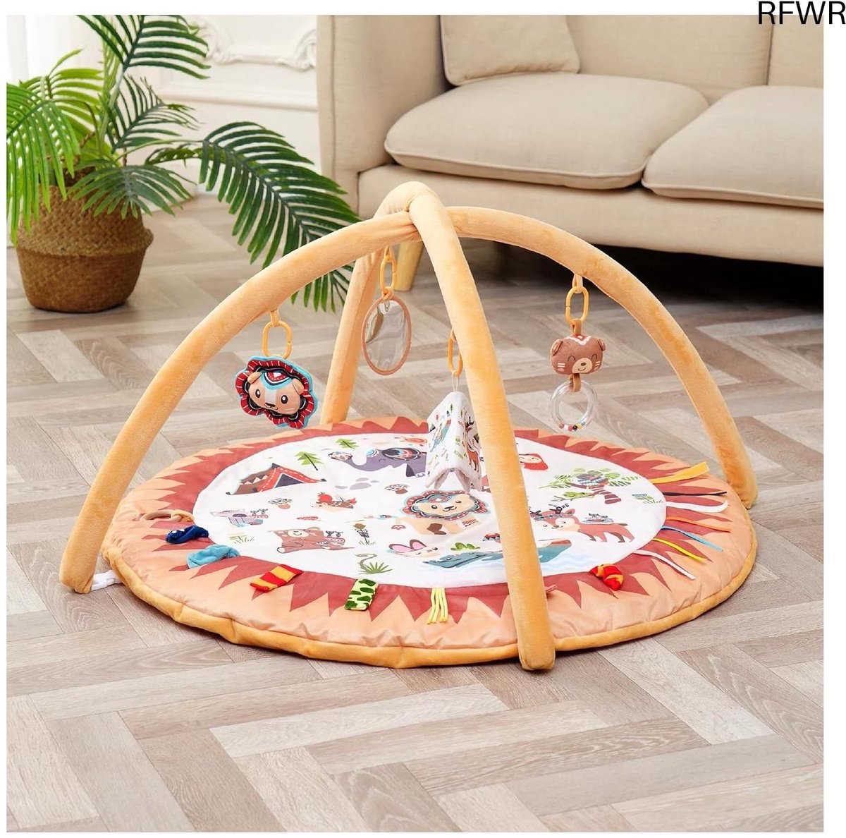 RFWR® Evolutieve Baby Speelmat met Speelboog voor 0-12 Maanden | Comfortabele en Sensorische Babygym